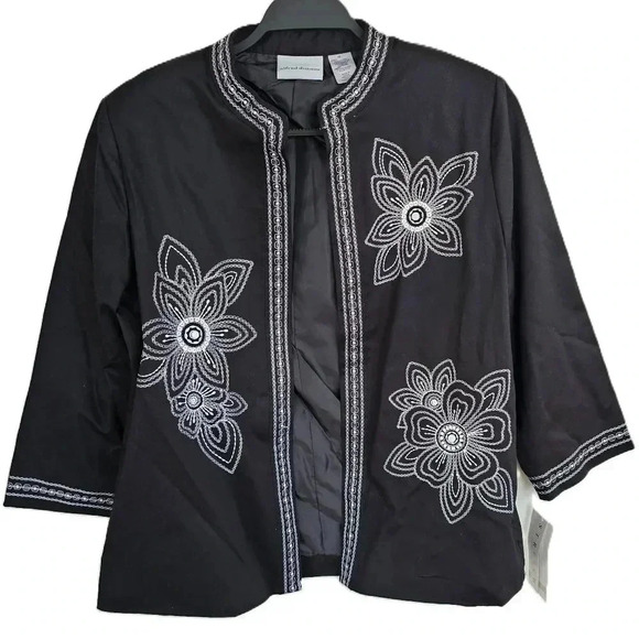 Alfred Dunner Jackets & Blazers - Alfred Dunner Black Blazer Embroidered 12
